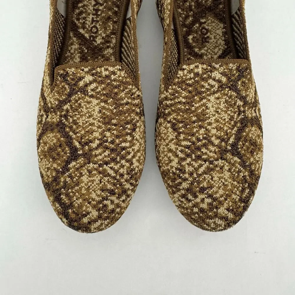 Rothy's The Loafer Fabric Knit Slip-On Flats Shoes in Bronze Metallic Python 9.5